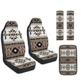 thumbnail image 7 of Xoenoiee Aztec Southwest American Tribal Print PU Leather Auto Seat Covers Full Set of 5, Stretch Auto Accessories Seatbelt Pads and Car Center Console Cushion Pad for Most Vehicle, SUV, Truck, 7 of 7