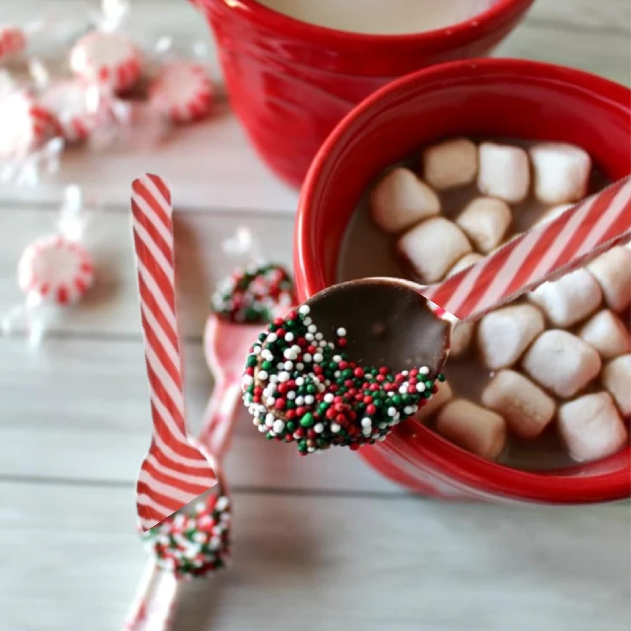 Swiss Miss Milk Chocolate with Mini Marshmallow Hot Cocoa Mix 6Cts Edible Candy Cane Peppermint Flavored Spoon 12Cts Party Favor Snacks Bulk Christmas Flavors Goody Filler Stocking Stuffers Box of 3