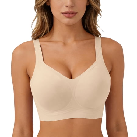 Vetsdori Women's Breathable Sports Bras No Padding Push up Bralette 2 PC Pack Wireless,Plus Size Yoga Lightweight Bras for Women Seamless