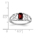 thumbnail image 2 of White Sterling Silver Ring Band Gemstone Garnet Red, 2 of 2