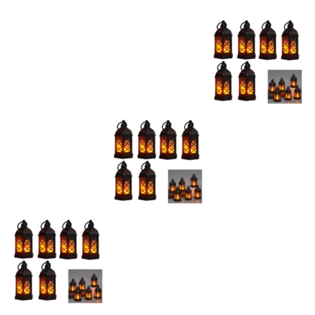 kurtrusly 2pcs Portable Hanging Candle Light Indoor Decoration Desktop Decorative Lantern black*6PCS 3Set