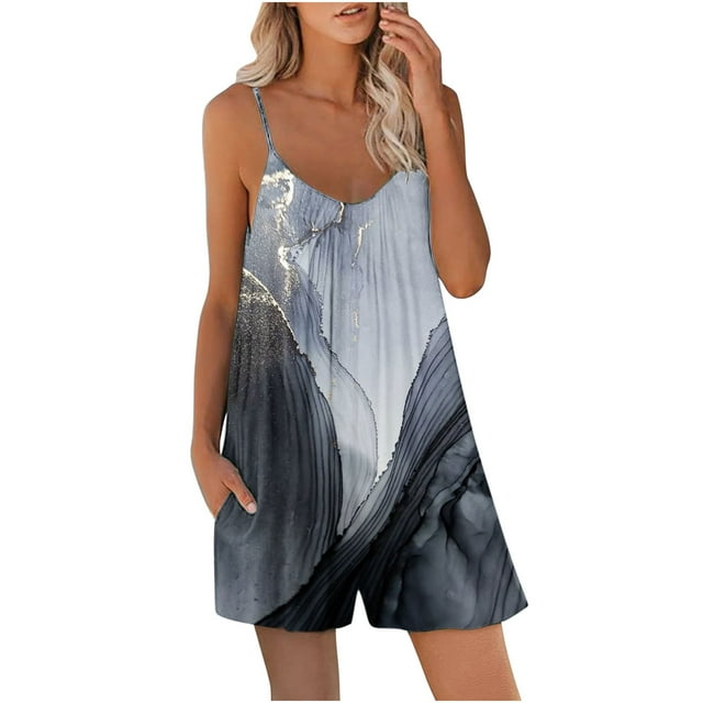 Combinaison Courte d'Été pour Femmes à Col en V, Mode, Coupe Décontractée, Bretelles Spaghetti, Short, Combinaisons Courtes, Combinaisons pour Femmes