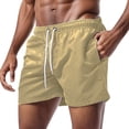 thumbnail image 1 of Men's Candy Color Board Shorts - Solid Color Lace-Up Beach Swim Trunks, Quick-Dry Nylon/Spandex Blend, 1 of 5