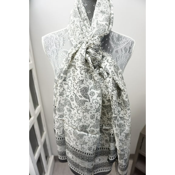 Hand Printed Indian 100% Silk Scarf, Wrap, Throw, Shawl Organic