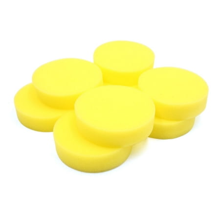 8pcs Yellow Round Shape Waxing Buffing Tool Washing Polishing Spong Pad for