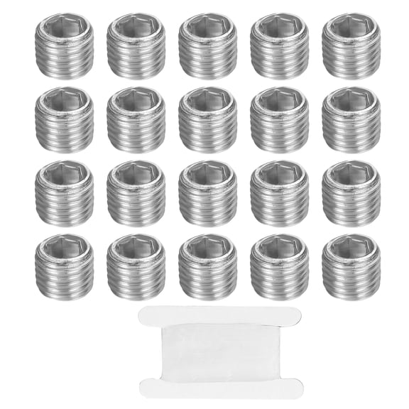 20 Pcs 304 Stainless Steel Pipe Plug 1/16" NPT Male Internal Hex Thread Socket Pipe Plug
