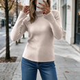thumbnail image 4 of cocolona Womens Mock Neck Thin Sweater Solid Color Flare Sleeve Trendy Slim Basic Layer Sweater Ribbed Knit Fall Tops, 4 of 7