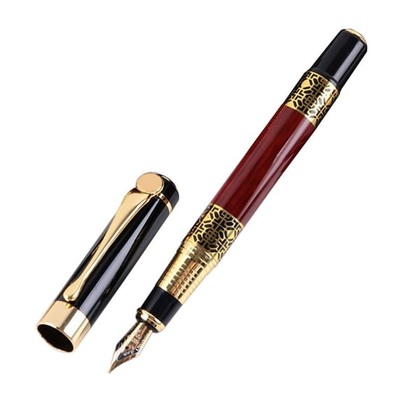 Metal Wood Fountain Pen Fine Nib Retro Ballpoint Pen Signature Writing Pens