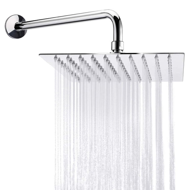 Cabezal de ducha de lluvia cuadrado brazo de extensión acero inoxidable cobertura completa de cascada fácil de instalar 8 pulgadas 15 pulgadas