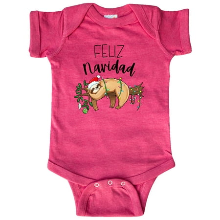 

Inktastic Feliz Navidad Cute Christmas Sloth in Hat and Lights Gift Baby Boy or Baby Girl Bodysuit