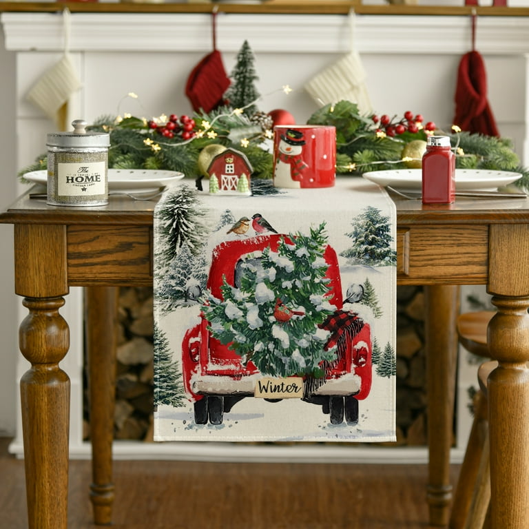 Smile Red Christmas Winter Table Runner 13 x 108 Inch - Walmart.com