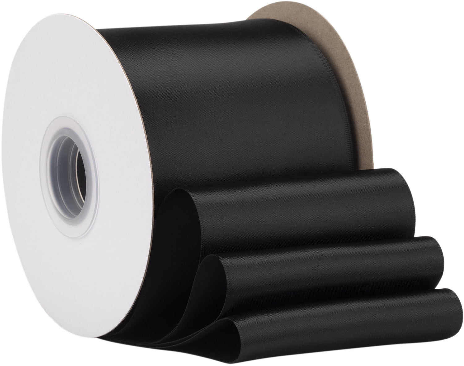 Ribbonitlux Black Satin Ribbon 4 inch Double Sided Quality Satin for Weddings, Invitations, Sashes, Crafts, Apparel, Headbands - 50 Yds/roll