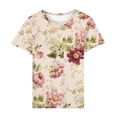 thumbnail image 4 of Black and Friday Deals 2024 Aloohaidyvio Womens Plus Size Tops Short Sleeve Floral Shirt Casual Round Neck Pleated T Shirt Loose Fit Tunic Blouse, 4 of 4