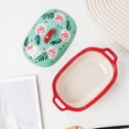 thumbnail image 4 of Colorful Floral Double-Handled Ceramic Baking Pan Rectangular Household Tableware with Lid, 4 of 6