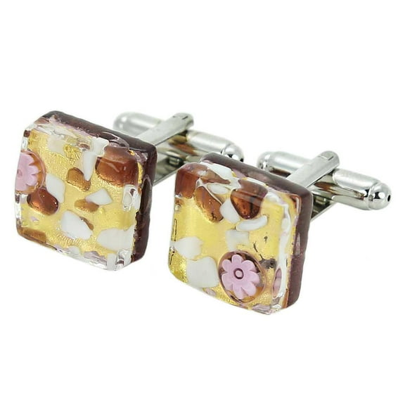 GlassOfVenice Murano Glass Venetian Classic Square Cufflinks - Purple Gold