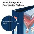 thumbnail image 4 of Staples Heavy Duty 3" 3-Ring View Binder with D-Rings and Four Interior Pockets Navy Blue  2/Pack, 4 of 7