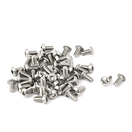 

50 Pcs M3 x 6mm Silver Tone Stainless Steel Button Head Socket Cap Screw