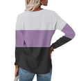 thumbnail image 6 of Shirts for Women Women's Loose Casual Leisure Long Sleeve Round Neck Collar Patchwork T-Shirt Top, 6 of 6