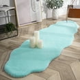 thumbnail image 2 of Soft Fluffy Faux Rabbit Fur Area Rugs, Indoor Decor Mat, 2 x 6 Feet, Turquoise, 1 Pack, 2 of 4