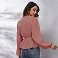thumbnail image 2 of Lu's Chic Women's Long Sleeve Top Thin Pullovers V Neck Bishop Sleeve Babydoll Lightweight Polyester Pull Over Patterned6 X-Large, 2 of 4
