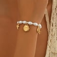 thumbnail image 3 of Gold Shell Starfish Charm Bracelet for Women Handmade Boho Seashell Scallop Pearl Strand Adjustable Chain Summer Beach Ocean Style Bracelets Fashion Statement Friendship Jewelry Vcation Accessories, 3 of 6