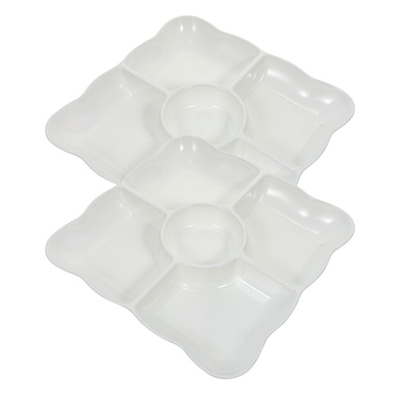 jojofuny 2 Pcs Assiette à Collation Divisée Blanche Plateau de Rangement Créatif pour Fruits Secs Bonbons et Noix