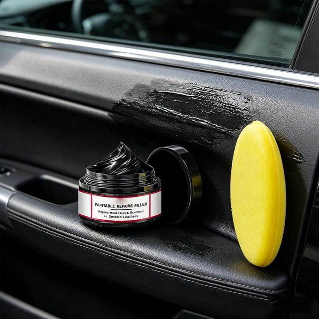 Aufmer Auto Plastic Leather Repair Paste Convenient Hole Scratch Filling Function Yellowing Restoring Effect For Vehicle Interior Outer Surface Defect Renovation(with 1×Sponge)
