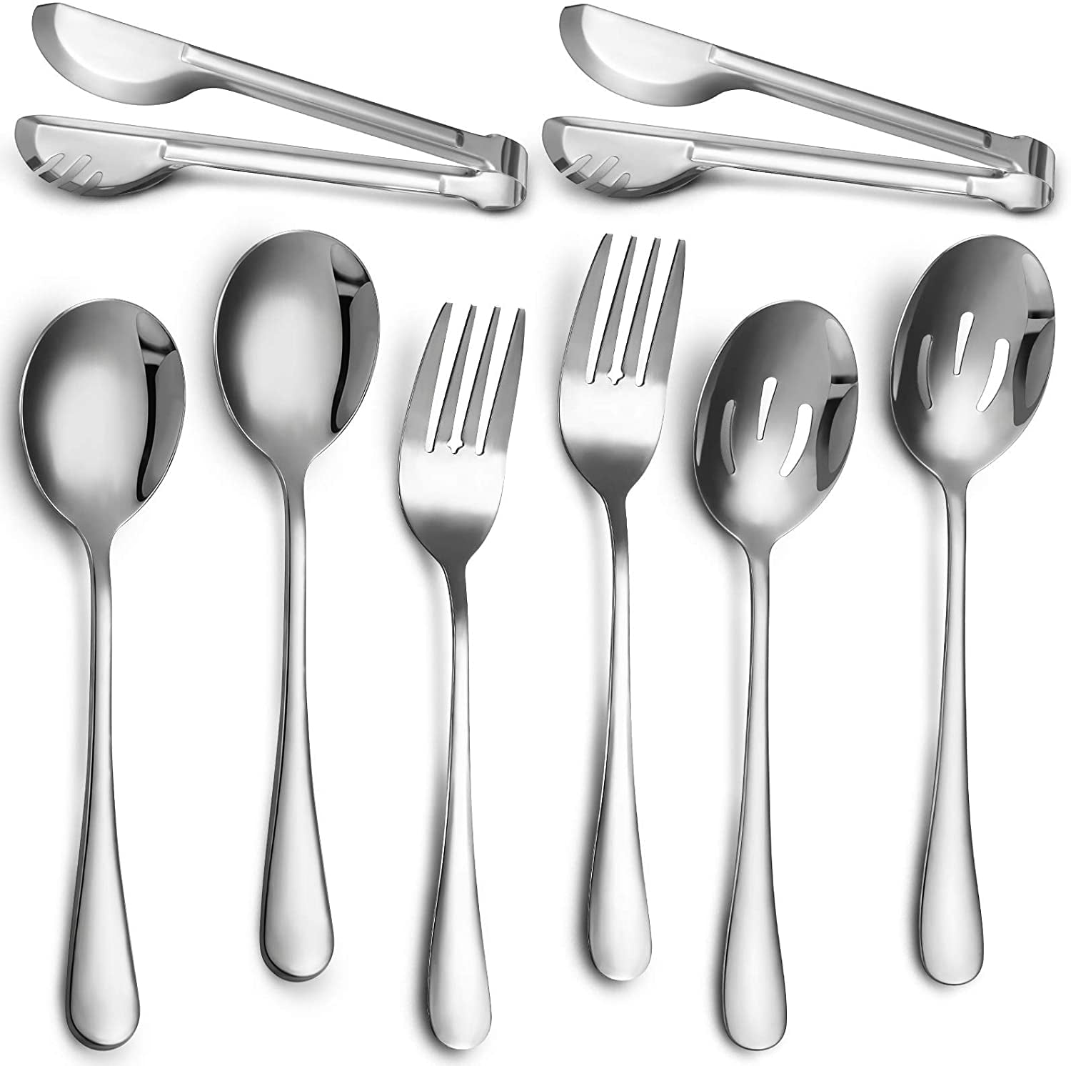 Dishwasher Safe 8.7Inch Stainless Steel Serving Utensils for Party Buffet Restaurant Banquet Dinner Catering LIANYU 8-Piece Black Serving Spoons Black Slotted Serving Spoons 