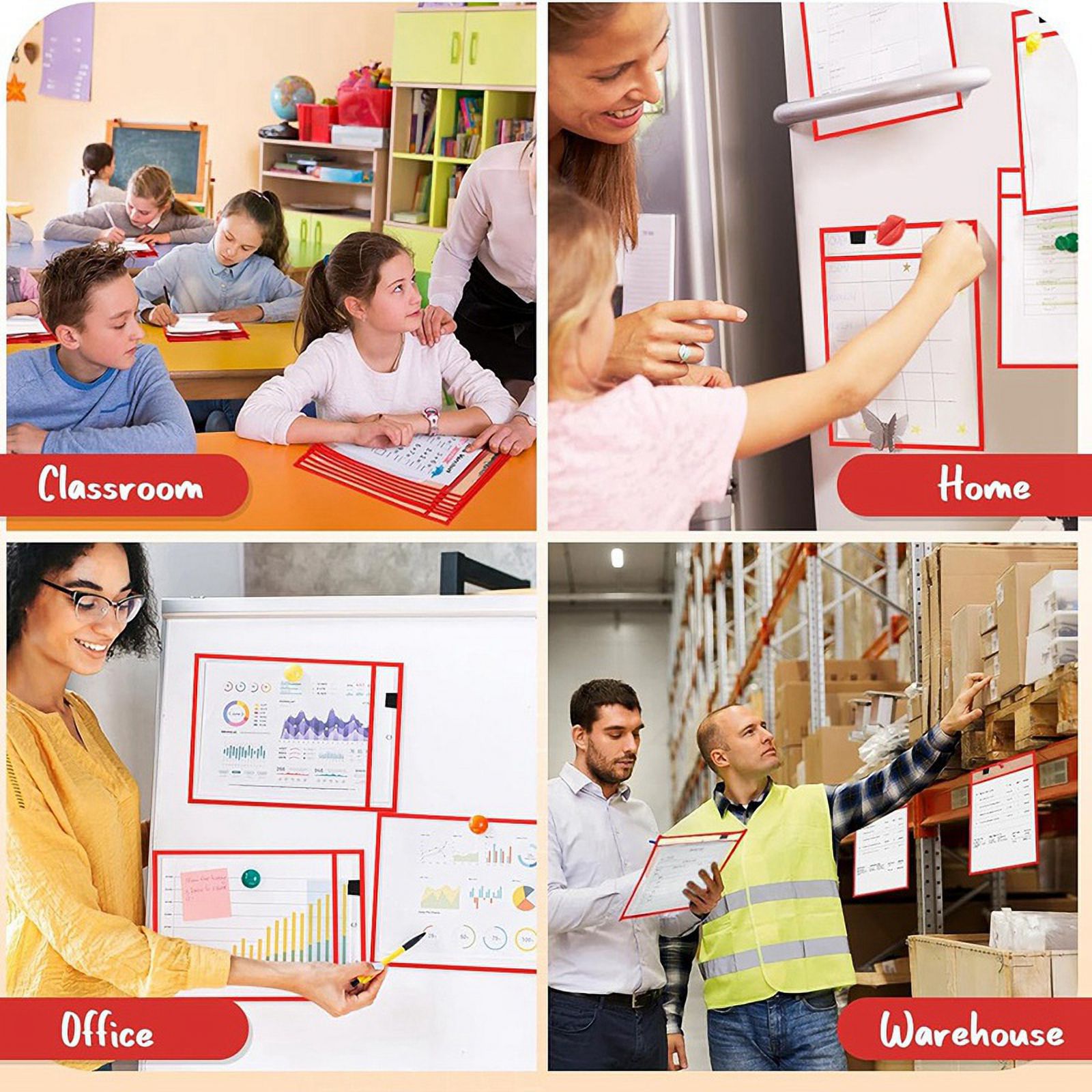 ckepdyeh 25PCS File Folders 24x32cm Work Note Holder Dry Erase Pockets for Teachers Work Classroom Organization Supplies A ticket holder