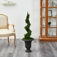 thumbnail image 3 of Nearly Natural 46 in Indoor/ Outdoor Cypress Spiral Artificial Plastic Topiary, Green, 3 of 4