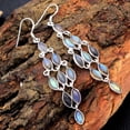 thumbnail image 1 of Granjero Gordo Pendientes colgantes de estilo retro con diseño único y nuevo para mujer, joyería étnica bohemia vintage (azul), 1 of 3