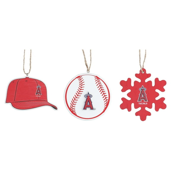 The Memory Company Los Angeles Angels Three-Pack Cap, Baseball & Snowflake Ornament Set