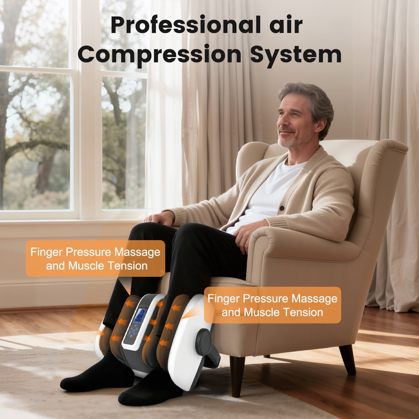 BAOKALER Shiatsu Foot Massager, Foot and Calf Massager with Heat, Air Compression Massage Machine for Circulation, Gifts for Mom Dad Elders, Home Office Use, White
