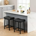 thumbnail image 5 of Garvee Counter Height Bar Stools Set of 2, 24-Inch Upholstered Saddle Barstools with Curved Cushions, Easy Assembly PU Leather Bar Chairs for Kitchen Island, Dining Room, Home Bar, Black, 5 of 6