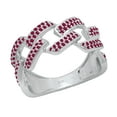 thumbnail image 1 of Dazzlingrock Collection Round Ruby Out Bling Cuban Link Band Ring for Women (Color Red, Clarity Highly Included) in 925 Sterling Silver, Size 9, 1 of 4