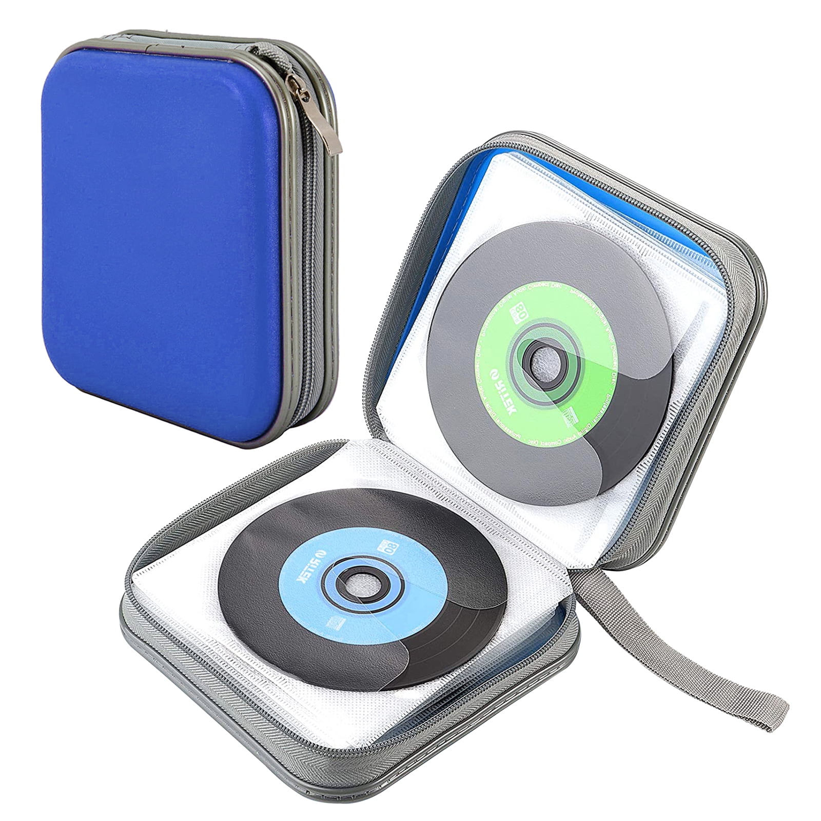 Romote 40 Dics CD/VCD/DVD Case Storage Organizer Wallet Holder Album Box World Map Blue 