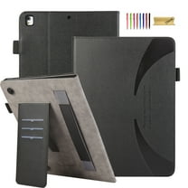 Dteck Case for iPad 9th / 8th / 7th Generation 10.2 Inch, iPad Air 3rd Gen / iPad Pro 10.5 Case, Premium PU Leather Case with Card Holder & Hand Strap, Multi-Angle Stand Folio Cover,Black