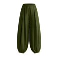 thumbnail image 5 of Lumtrix Cotton Linen Harem Pants Women Balloon Trouser Wide Leg Baggy Pants | Drawstring Elastic Waist Lantern Pants With Pockets Green XL, 5 of 7