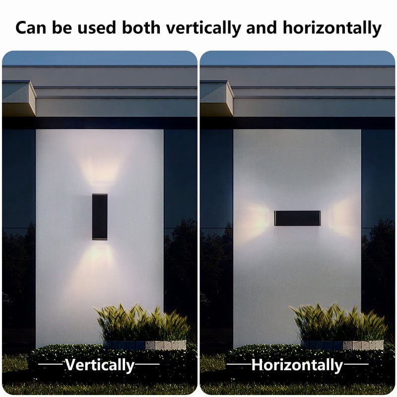 TICOZE 18 Inch Modern Outdoor Porch Light 2 Pack Matte Black Outdoor Wall Lights Large Rectangular Tube Up Down Light Waterproof Outdoor Wall Sconce Patio Light Fixture for Garage (No Bulb Included)