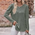 thumbnail image 2 of Women's Round Neck Sleeve Frosted Strip Solid Color Top Long Sleeve T Shirt, 2 of 2