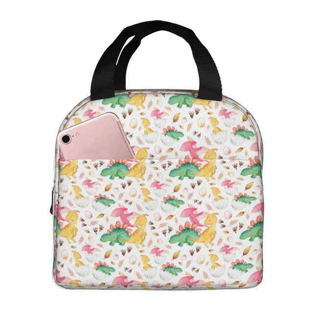 Balery Cute Baby Dinosaurs Bolsa de Almuerzo Aislada – Caja de Almuerzo con Papel de Aluminio Grueso, Mantiene la Comida Fresca por 4 Horas