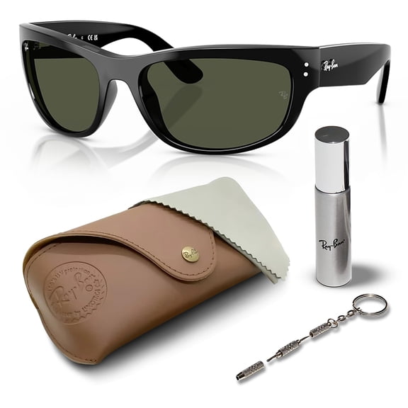 Ray-Ban RB2289 MEGA BALORAMA Square-Round Shaped Polarized Sunglasses for Men & Women - Includes Official RAYBAN Eyewear Kit - Ideal Formal & Casual Wear Sunglasses - G-15 Green Lens