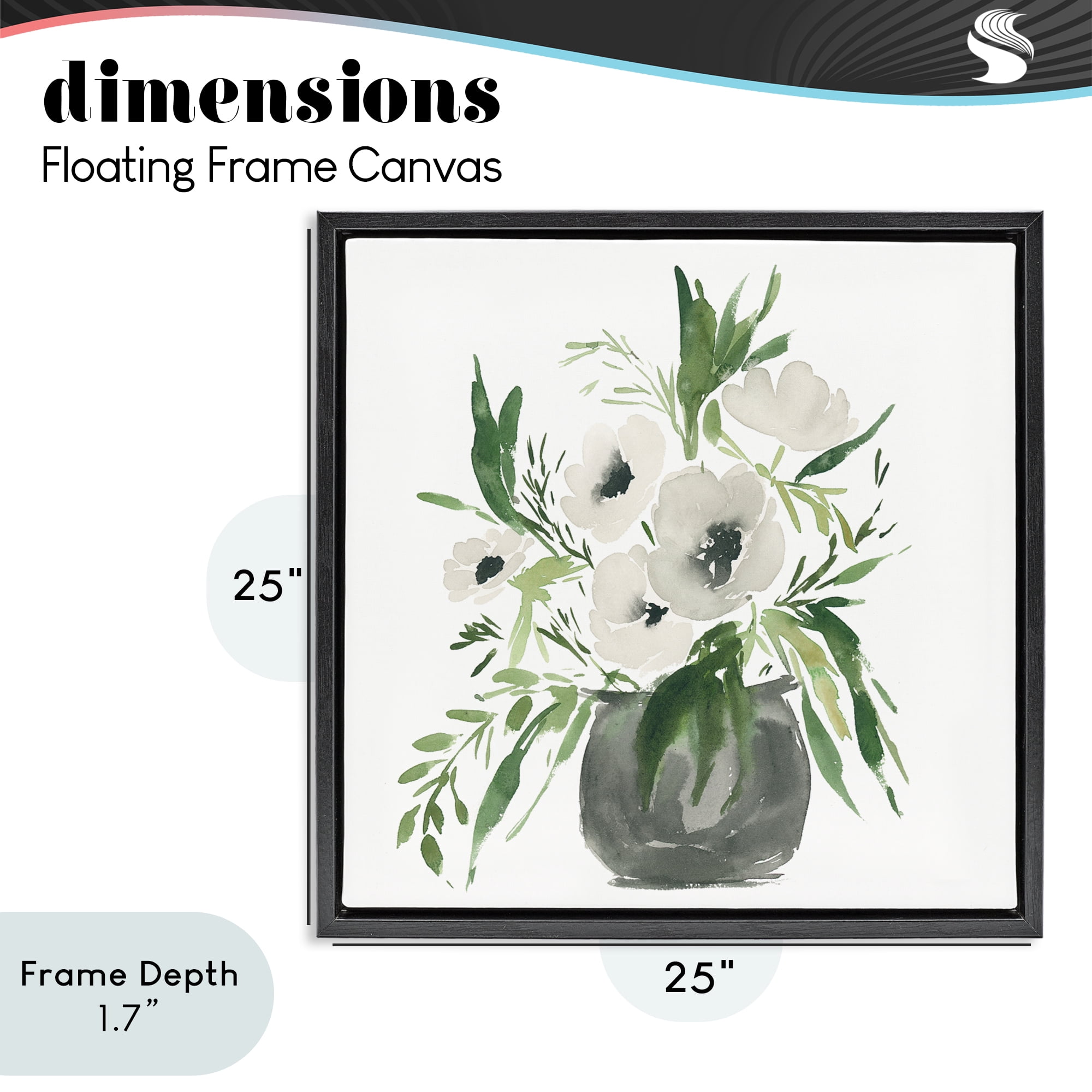 Stupell Industries Rounded White Anemones Black Framed Floater Canvas Wall Art, design by Lucille Price