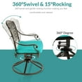 thumbnail image 3 of MEETWARM 3-Piece Outdoor Patio Dining Set, All-Weather Cast Aluminum Patio Conversation Set with 2 Cushions Swivel Rocker Chairs and 31" Round Table for Backyard Garden Deck, Umbrella Hole, Ocean Blue, 3 of 7