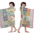 thumbnail image 4 of Multicolor Ethnic Floral and Butterfly Pattern Hooded Bath Towel，60"x35" for Ages 3 To 12 Kids, Quick Dry Lightweight Soft Microfiber Hood Beach Towel Cover Up for Kids, 4 of 7