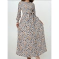 thumbnail image 6 of Flowering Crew Neck Maxi Dress with Belt, 6 of 6