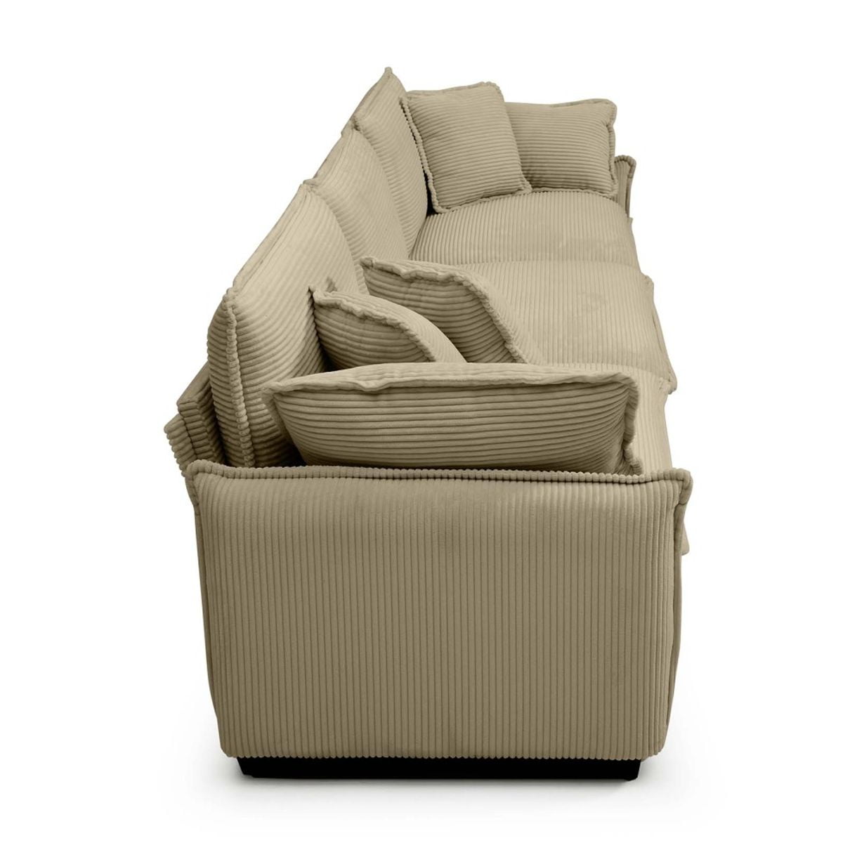 Mid-Century Modern 3-Piece Sofa, Home Theater Style Sofa Set, 3-Seater Sofa and 2 Single Seat Sofa, Living Room Corduroy Combination Sofa With Pillows, for Apartment, Office, Living Space, Tan