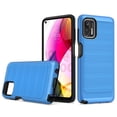 thumbnail image 2 of Phone Case for Motorola Moto G Stylus 2021 (6.8”), Dual Layer Shock Resistant Brushed Texture Protective Cover Case + Tempered Glass  (Blue), 2 of 5