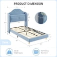 thumbnail image 3 of Bingirl Velvet Upholstered Twin Bed Frame with LED Lights and Wing Back Storage Headboard, Wood Slats Support, No Box Spring Needed, Easy Assembly - Blue, 3 of 8