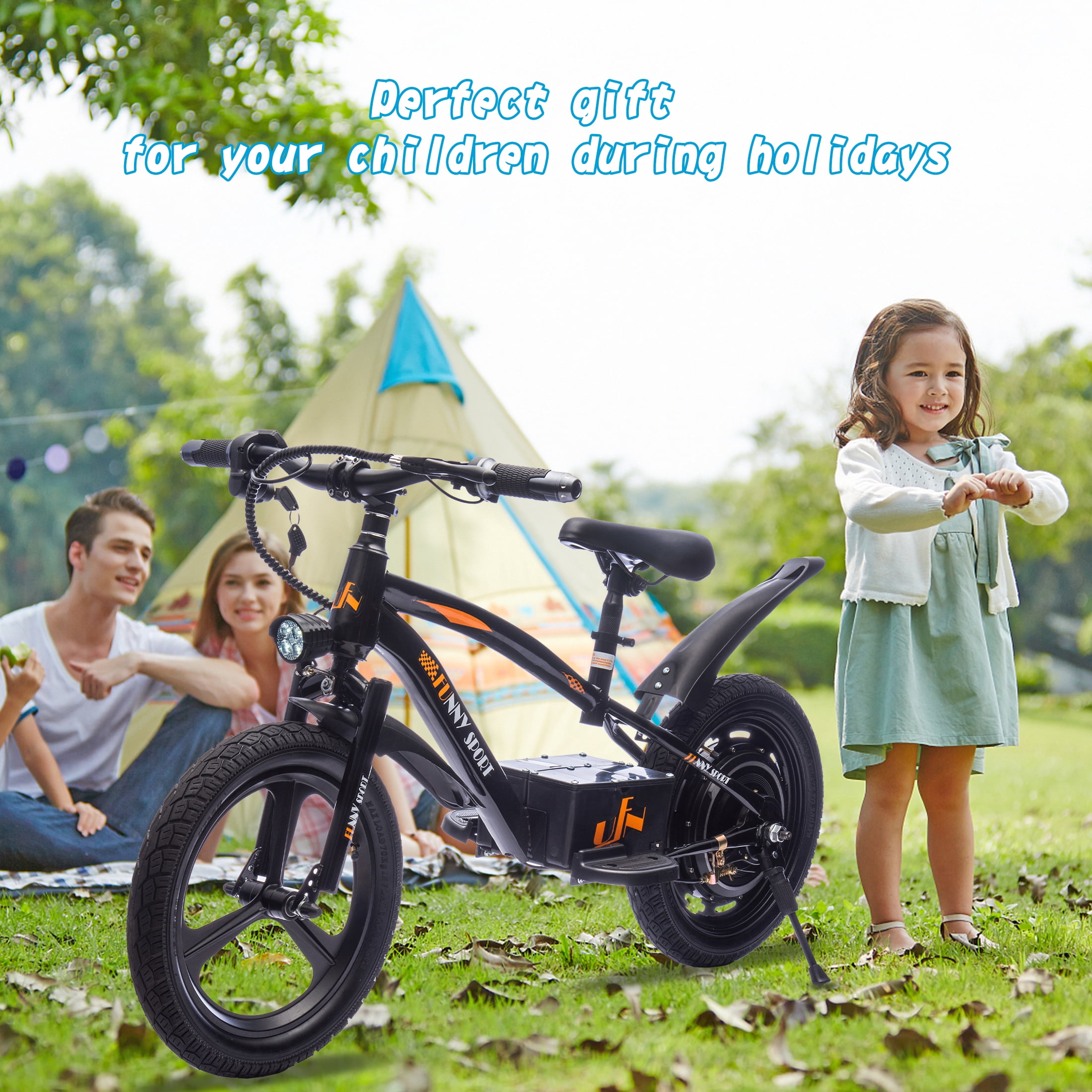 Dvsripa 24V Kids Electric Dirt Bike,300W Super Power Motor,Max 12.43MPH,16in Wheels,Power Display,Adjustable Seat Height,Hand-Operated Brakes Electric Balance Bike For Kids 5-12,Black